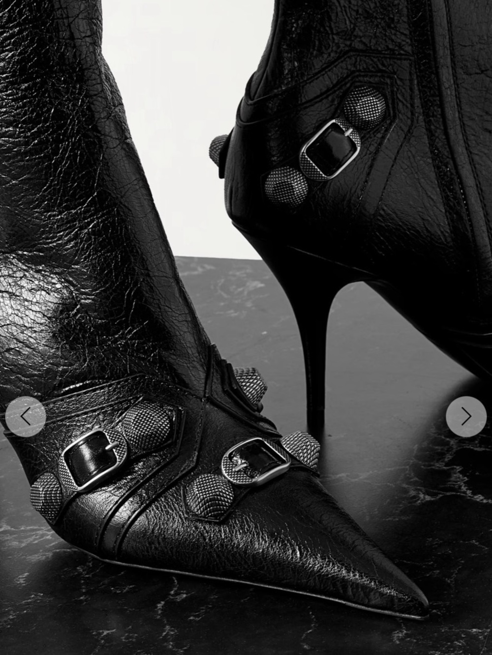 Balenciaga Black Leather cagole Pointed Stiletto Boots - Picture 4 of 5